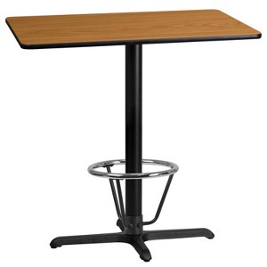 Flash Furniture 24'' x 42'' Rectangular Natural Laminate Table Top with 23.5'' x 29.5'' Bar Height Table Base and Foot Ring - 1 of 1
