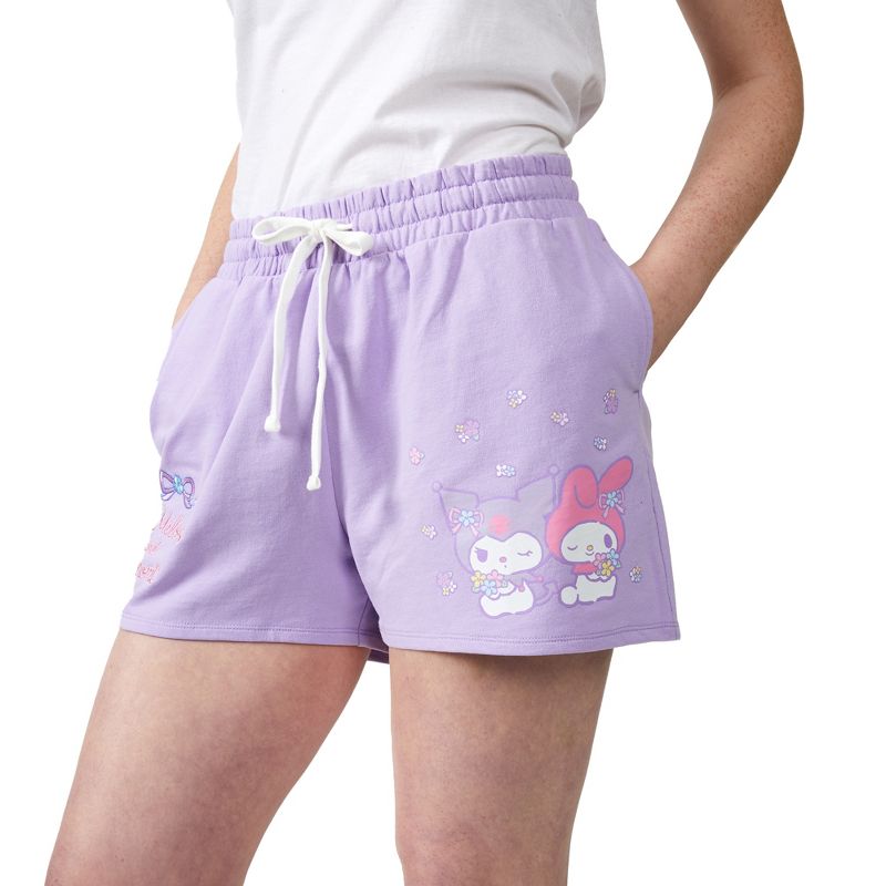 Hello Kitty & Friends Kuromi & My Melody Women's Lavender Sweat Shorts, 2 of 4