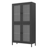Homy Casa Metal Storage Cabinet with 4 Glass Doors, Tall Display Organizer with Adjustable Shelves, Black - 4 of 4