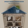 67" Tall Corner Storage Cabinet, Farmhouse Corner Hutch Display Cabinet with Glass Doors, Wooden Storage Organizer - 3 of 4