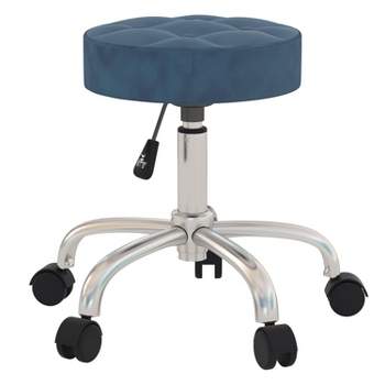24.5" Nora Tufted Backless Adjustable Metal Vanity and Office Stool with Casters - Hillsdale Furniture