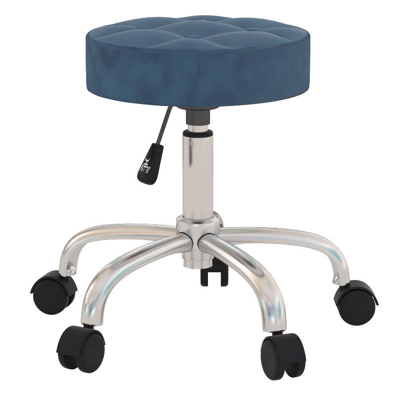 24.5" Nora Tufted Backless Adjustable Metal Vanity and Office Stool with Casters - Hillsdale Furniture, 1 of 14