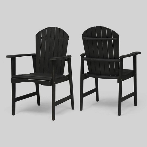 Malibu 2pk Acacia Wood Adirondack Dining Chairs Dark Gray