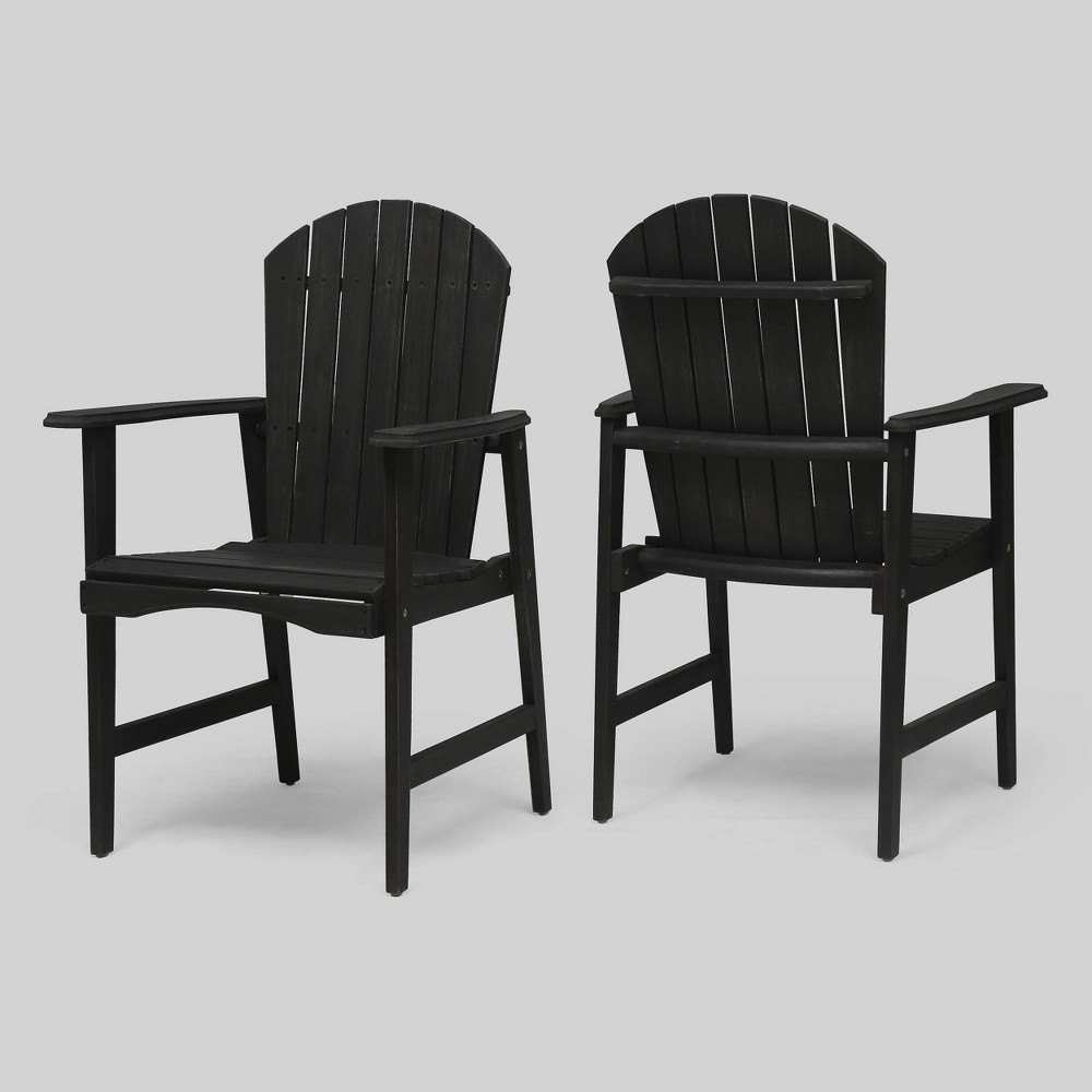 Malibu 2pk Acacia Wood Adirondack Dining Chairs Dark Gray - Christopher Knight Home: Weather-Resistant, Rustic Look
