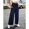 Women's Yoga Pants with Pockets Casual Joggers Loose Lounge Wide Leg High Waisted Drawstring Pants - 3 of 4