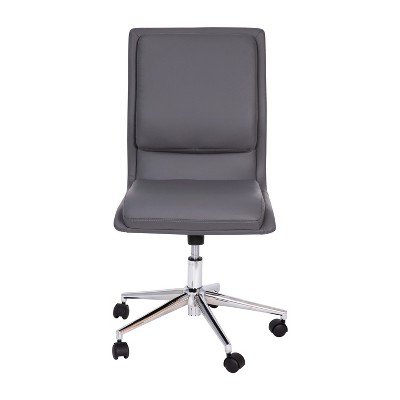 Ergonomic Gray LeatherSoft Swivel Task Chair with Chrome Base