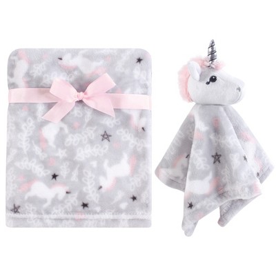 Hudson Baby Infant Girl Plush Blanket with Security Blanket, Whimsical Unicorn, One Size