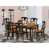 Retro Dining Set - Rubber Wood Table & Chairs - Cherry Finish - Elegant Room Set for 6-8 People - 2 of 4