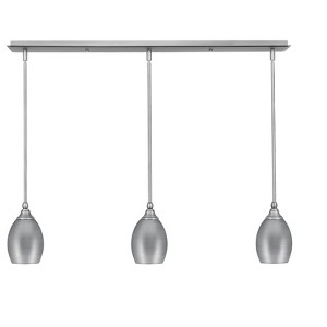 Toltec Lighting Any 3 - Light Chandelier in  Brushed Nickel with 5" Brushed Nickel Oval Metal Shade Shade - 1 of 1