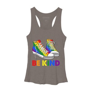 Adult Design By Humans Be Kind Sneakers LGBTQIA PrideBy Legato Tendo Racerback Tank Top - 1 of 2