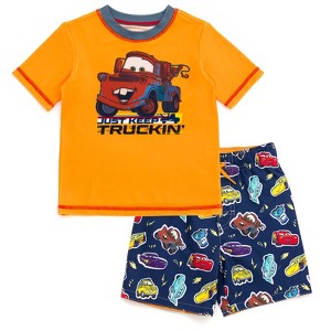 Disney Cars UPF 50+ Pullover Rash Guard and Swim Trunks Outfit Set Toddler Sizes (2T - 7-8) - 1 of 4
