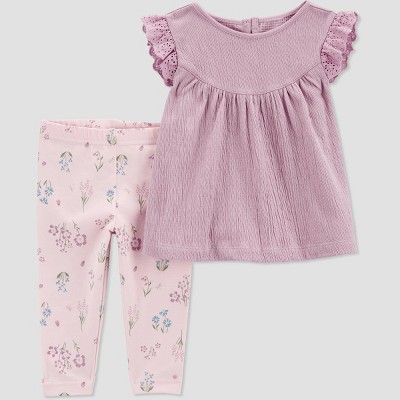 Carter's Just One You®️ Baby Girls' Floral Top & Bottom Set - Purple