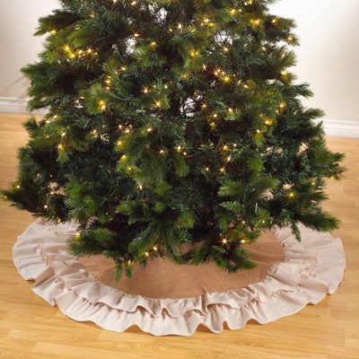 Saro Lifestyle Cotton And Jute Christmas Tree Skirt With Ruffled Edge ...