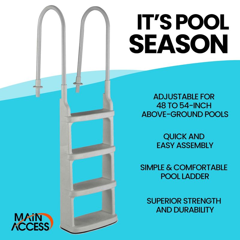 Main Access 200200 Easy Incline Above Ground Swimming Pool Ladder with Complete Entry System and Aluminum Handrails - White, 6 of 8