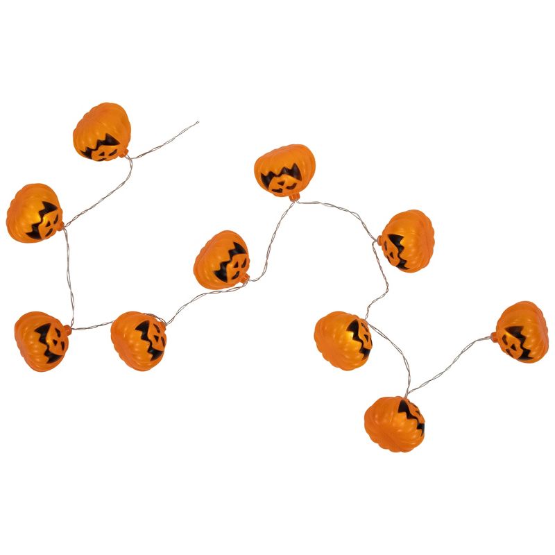 Northlight 10-Count LED Jack-O-Lantern Halloween Light Set - 3', Warm White Lights, Clear Wire, 4 of 7