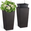 30" Tall Rattan Planter Set of 2 – Large Indoor & Outdoor Plant Pots with Water Level Monitor, Built-In Self-Watering System, Black - 2 of 4