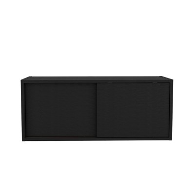 GlasFlength File Cabinets Wall File Holder Wall Cabinet 2 Doors Wall Mounted Storage Cabinet Simple for Home Office, Black, 13"*32"*13"