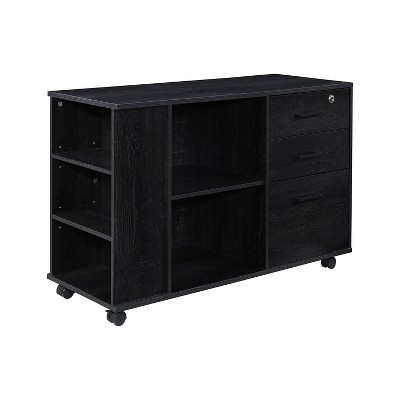 Black Oak Mobile 3-Drawer Lockable File Cabinet