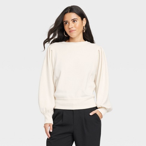 Women's Fleece Sweatshirt - A New Day™ Cream M : Target