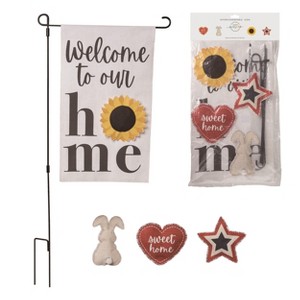 Transpac Polyester 20" Multicolor Spring Fabric Flag Yardstake with Interchangeable Icons - 1 of 2