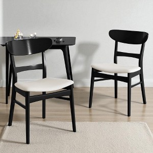 Set of 2 Mid-Century Modern Upholstered Dining Chairs with Rubberwood Legs, Cushioned Seat and Back, Accent Chairs for Kitchen or Dining Room - 1 of 4
