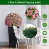 Artificial Flower Topiary Ball Set of 2, UV Resistant Faux Hanging Rose Ball, Fake Boxwood Decorative Balls with Hanging Chains and Zip Tiles - 4 of 4