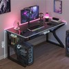 Computer desk with storage space, small desk made of wood and metal for home office, office, dining table, conference table - 3 of 4
