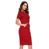 BLUEMING Womens Hoodie Dresses Short Sleeve Pockets Knee Length Bodycon Dresses Casual Midi Dresses - 3 of 4