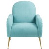 APRILSOUL Accent Chair, Metal Gold Legs, Snowflake Fabric, Single Sofa, Holds 300lbs, Living Room Bedroom Dining Room, Guest Club Chair,Beige/Cyan - 2 of 4