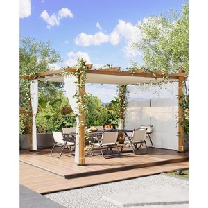 Retractable Aluminum Pergola with Sunshade & Mesh Panels，Durable All-Weather Design, Outdoor Pavilion for Patio, Garden, Deck - 1 of 4