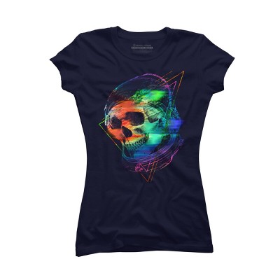 Junior's Design By Humans Glitch Skull By clingcling T-Shirt