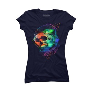 Junior's Design By Humans Glitch Skull By clingcling T-Shirt - 1 of 3