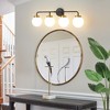 POWLIG 30.71-in 4-Light Black&Gold Bathroom Light Fixtures Over Mirror Vanity Lighting with Milk White Glass Globe Shades - 3 of 4
