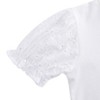 Girls' Ruffle Puff Sleeve Blouse Short Hollow Out Sleeve T-Shirt Round Neck Solid Casual Top - 4 of 4