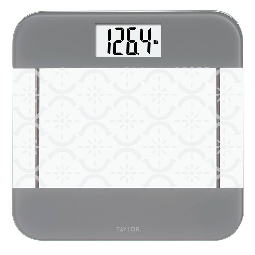 Taylor Glass Digital Bathroom Scale with Moroccan Frosted Design Clear