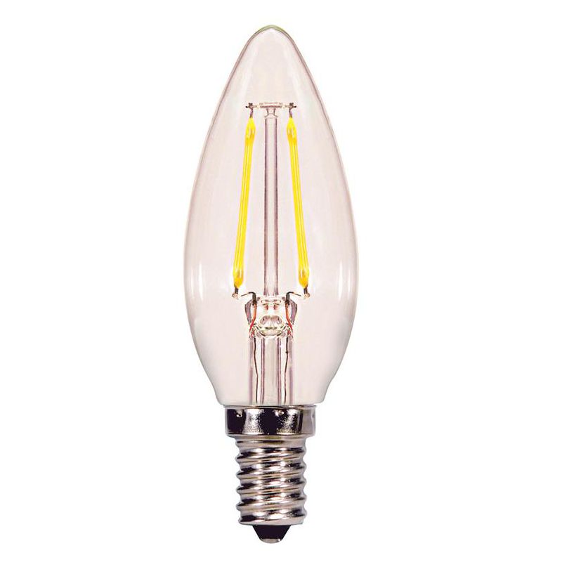 Satco . B11 E12 (Candelabra) Filament LED Bulb Warm White 60 Watt Equivalence 2 pk, 1 of 2