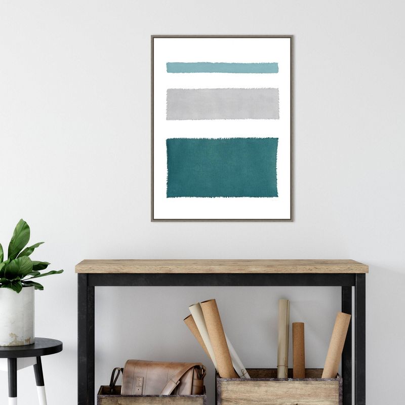 22&#34; x 30&#34; Painted Weaving IV Blue Green by Piper Rhue Framed Canvas Wall Art Gray Wash - Amanti Art, 6 of 11