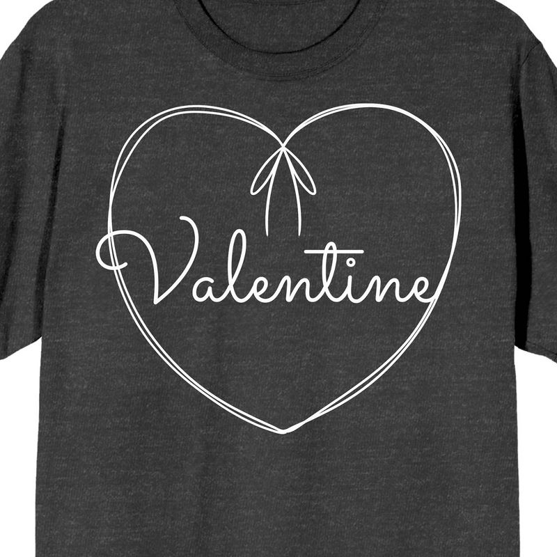 Valentine's Day String Heart Crew Neck Short Sleeve Charcoal Heather Women's T-shirt, 2 of 4