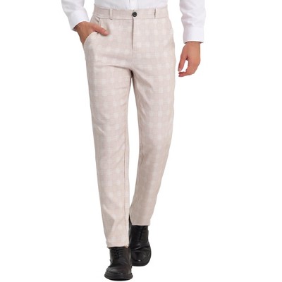 Lars Amadeus Men's Flat Front Office Prom Classic Plaid Dress Pants