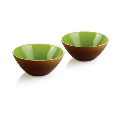 Guzzini My Fusion Kiwi Green and Brown Acrylic Bowl, Set of 2