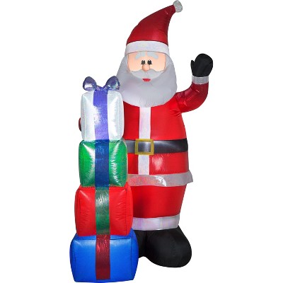 Gemmy Christmas Airblown Inflatable Mixed Media Iridescent and Sequin Santa w/Presents, 7 ft Tall