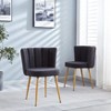 Lyngins Modern Dining Chairs with Curved Backrest,Upholstered Kitchen Chairs Set of 2 with Metal Legs,Fur Chairs for Kitchen,Dining Room - 2 of 4