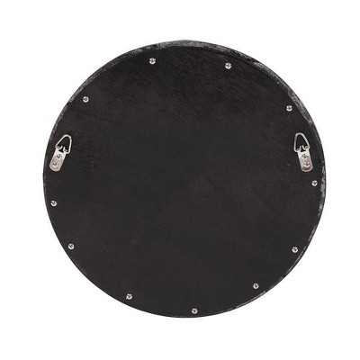 16" Round Frameless Black and Silver Convex Wall Mirror