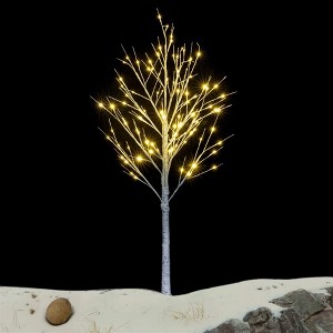 4ft led Artificial Christmas Tree with Stand Lightweight Easy Assembly Snowy Christmas Tree for Holiday Decoration White - 1 of 4
