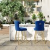 Okak Set of 2 Faux Leather Counter Height Bar Stools for Dining Rooms,Kitchen Island,Button Tufted Wing-Back Chairs with Golden Legs - 2 of 4