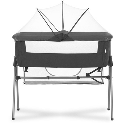 Image of Dream On Me JPMA Certified Lotus Bassinet and Bedside Sleeper in Dark Grey