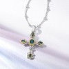 Ross-Simons 2.00 ct. t.w. London Blue Topaz Cross Pendant Necklace in Sterling Silver and 14kt Yellow Gold - 3 of 4