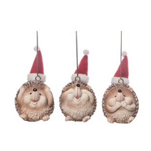 Transpac Resin Silly Hedgehog w/Hat Ornament Set of 3 Christmas Home Decorations - 1 of 1