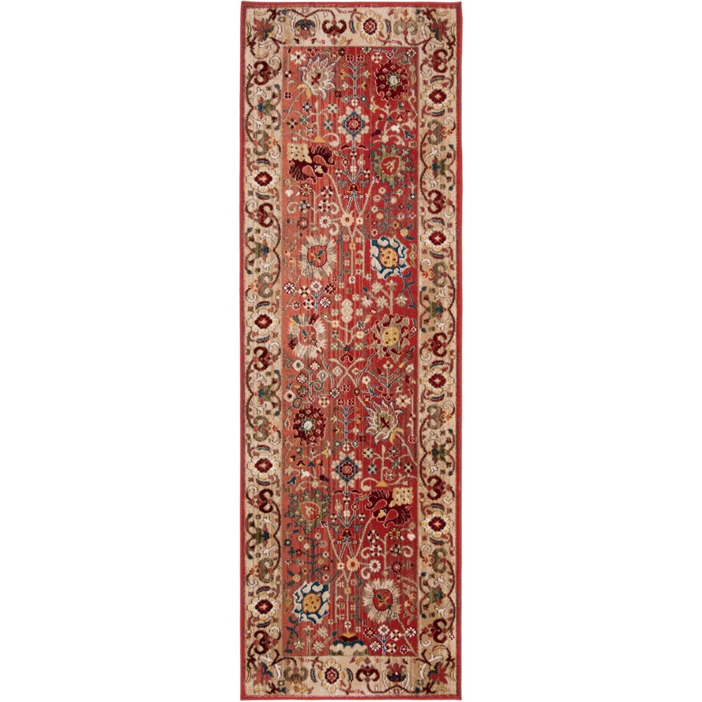 2'6inx8' Runner Floral Loomed Red/Beige - Safavieh