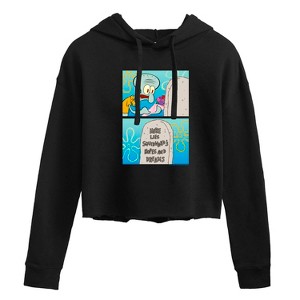 Women's - SpongeBob SquarePants - Squidward Hopes and Dreams Cropped Graphic Hoodie - 1 of 4